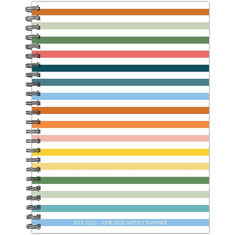 2025-2026 Willow Creek Happy Stripe 6.5" x 8.5" Academic Year Weekly & Monthly Planner, Multicolored (56783) image 1