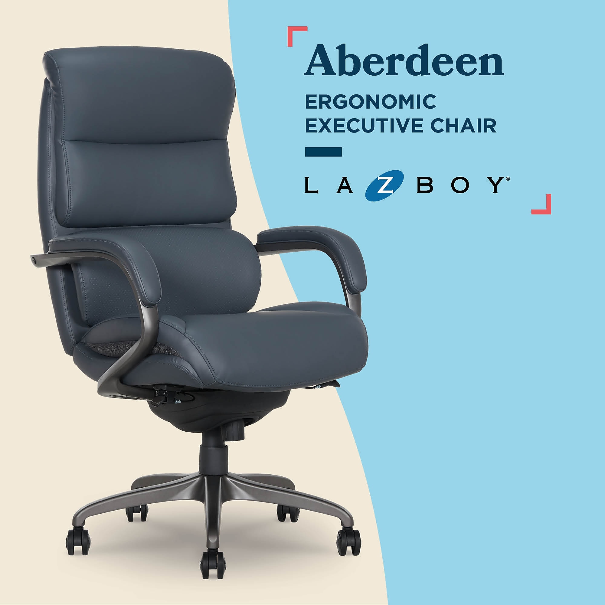 La-Z-Boy Aberdeen Ergonomic Bonded Leather Swivel Executive Chair, Dark Blue (51545-DBLU) Sansujyuku sansujyuku.com