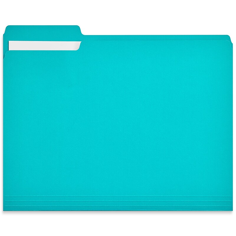 Staples File Folder, 1/3-Cut Tab, Letter Size, Teal, 100/Box (ST62567) image 1