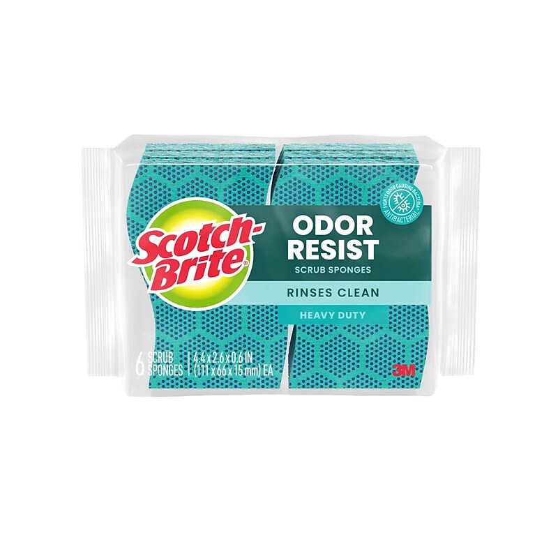 Scotch-Brite Odor Resist Heavy Duty Sponge, 6 Sponges/Pack (30306-4) image 1