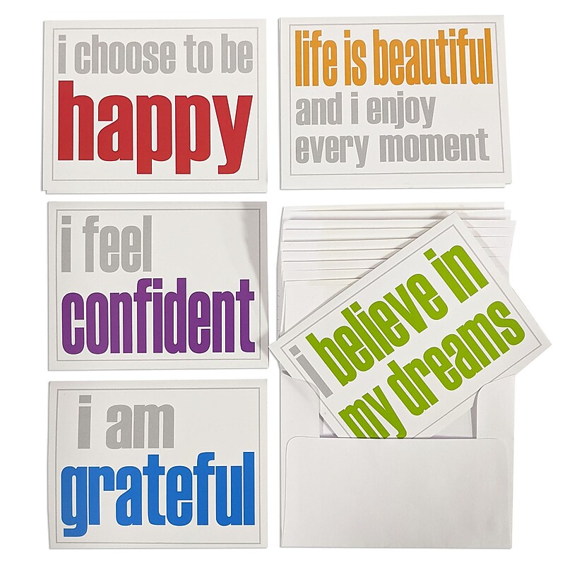 Inspired Minds Confidence Booster Uncoated Blank Cards, Multicolored, 10 Cards/Pack, 2/Bundle (ISM52356NC-2) image 1