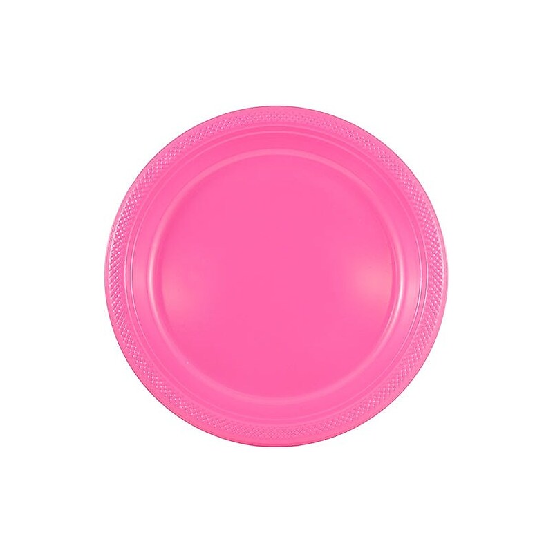 JAM PAPER 9" Plastic Plates, Fuchsia Pink, 60 Plates/Pack (9255320681g) image 1