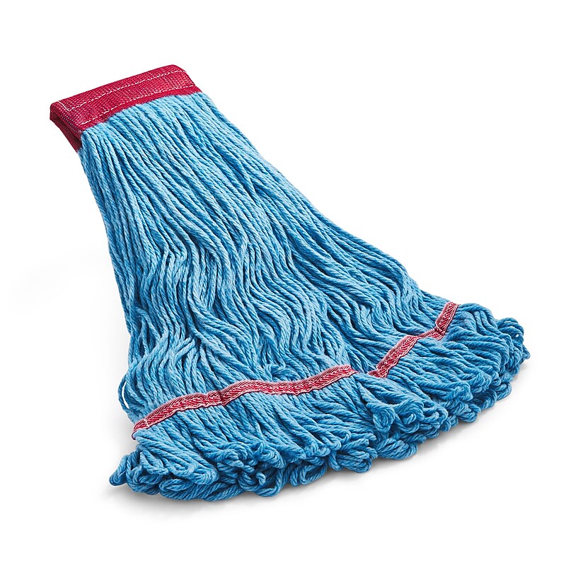 Coastwide Professional™ Looped-End Wet Mop Head, Large, Recycled Blend, 5" Headband, Blue (CW57750) image 1
