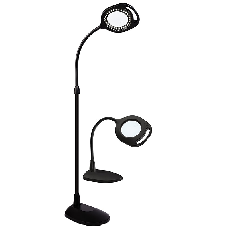 OttLite 2-in-1 LED Magnifier Floor and Table Light, Black (438PN9) image 1