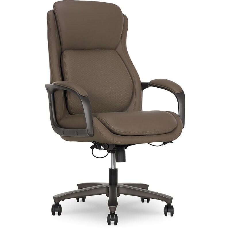 Elle Decor Rivendell AIR Lumbar Ergonomic Vegan Leather Swivel Executive Chair, Mocha Brown (60124-MBRN) image 1