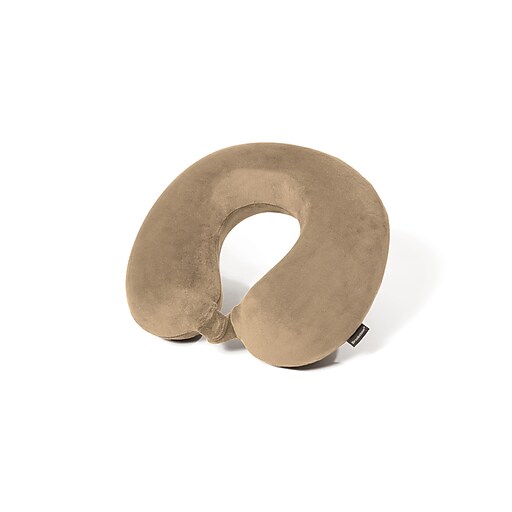 Brookstone Fabric Travel Pillow, Khaki (BNPM0004) Staples