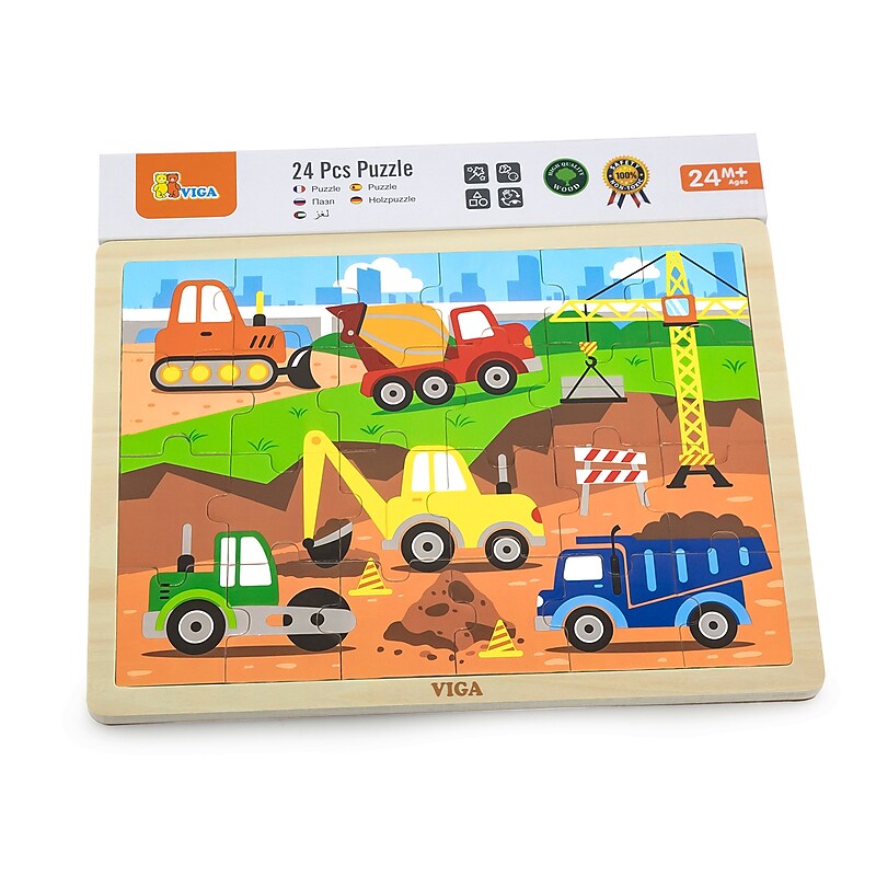 The Original Toy Company 24-Piece Construction Vehicles Classic Jigsaw Puzzle (OTC51463) image 1