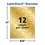 Avery Easy Peel Inkjet Embossed Foil Round Labels, 2" Dia, Gold, 96 Labels/Pack (22831)~#|#~6CD148C3-7402-4BA1-9BC271691C33E285_sc7
