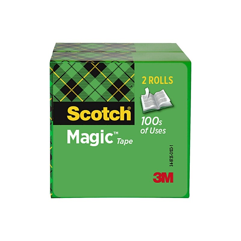 Scotch Magic Invisible Clear Tape Refill, 0.75" x 72 yds., 3" Core, Clear, 2 Rolls/Pack (810-2P34-72) image 1