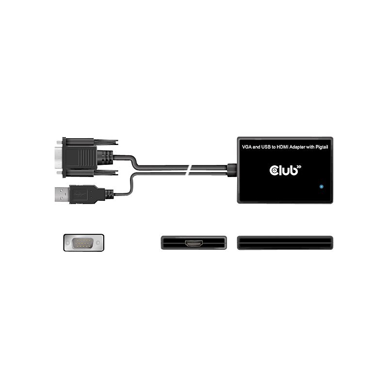 Club 3D 2' SVGA to HDMI Audio/Video Cable, Black (CAC-1720) image 1