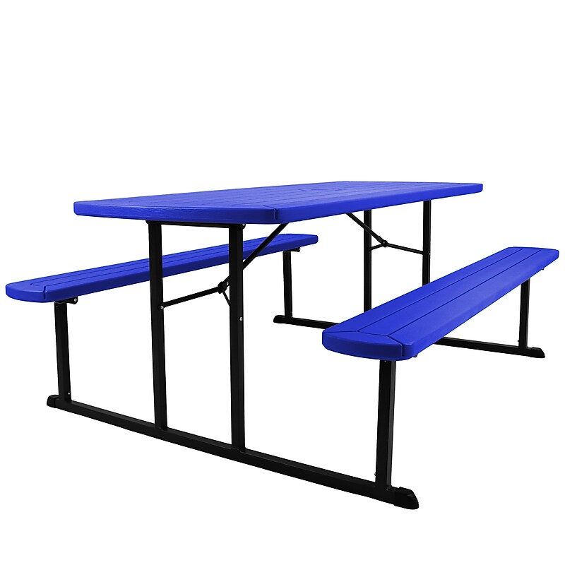 National Public Seating BMPT Series 30" x 72" Heavy Duty Picnic Folding Table, Blue (BMPT3072-BK04) image 1