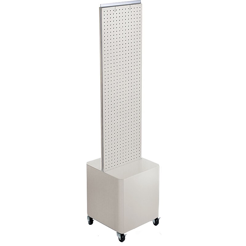Azar Displays 44”H x 13.5W Floor Display on Studio Wheeled Base, White (700729-WHT-WB) image 1