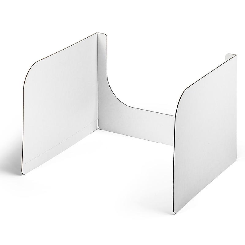 Classroom Products Foldable Cardboard Freestanding Privacy Shield, 13"H x 20"W, White, 40/Box (WS1340 WH) image 1