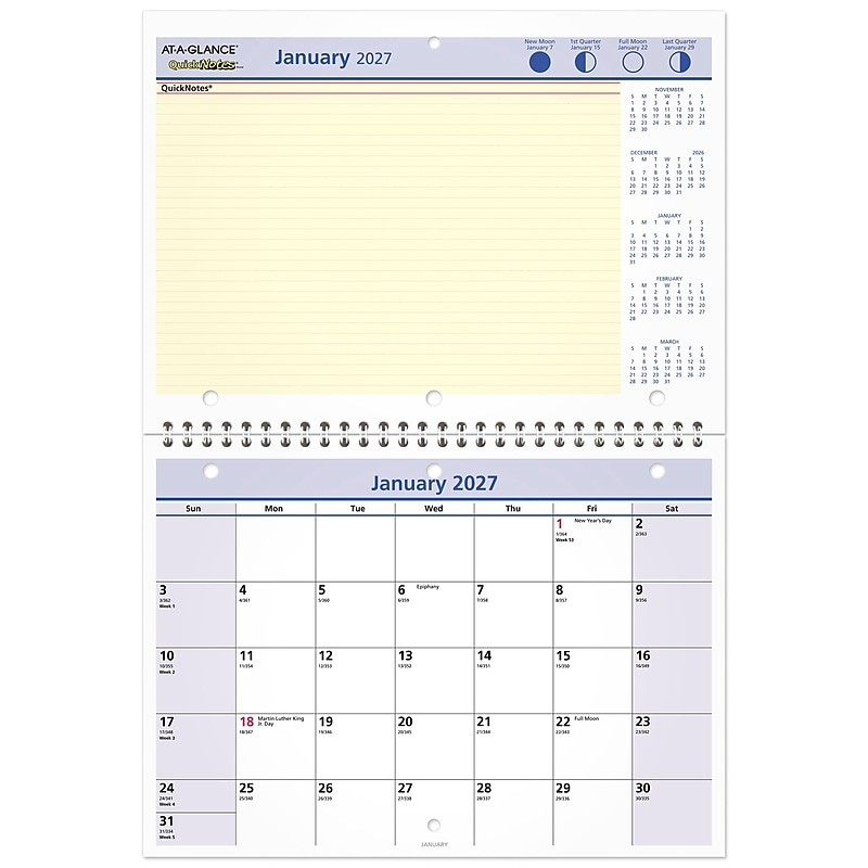 2027 AT-A-GLANCE QuickNotes 11" x 8" Monthly Wall Calendar (PM50-28-27) image 1