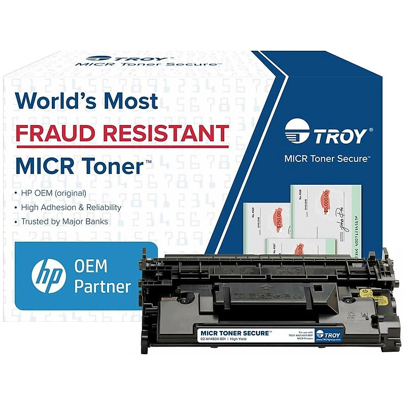 TROY 02-W1480X-001 Black High Yield MICR Toner Cartridge image 1