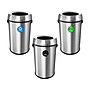 Alpine Industries Stainless Steel Recycling, Trash and Compost Station with Open Lid, 51 Gallon, 3/Pack (ALP470-65L-R-T-CO)~#|#~6CEDDF8A-A19A-4678-9FF05466361276C9_sc7
