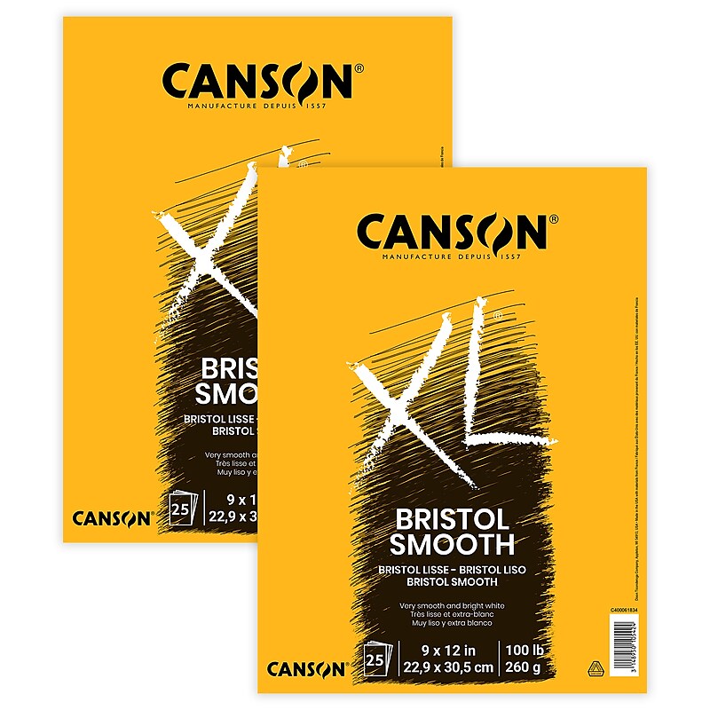 Canson XL Series 9" x 12" Bristol Sketch Pad, 25 Sheets/Pad, 2/Bundle (MCXC400061834-2) image 1