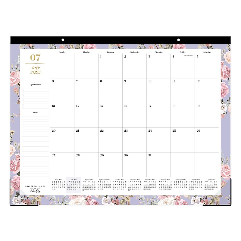 2025-2026 Blue Sky Sincerely Jules Scarletta 22" x 17" Academic Monthly Desk Pad Calendar (154294) image 1