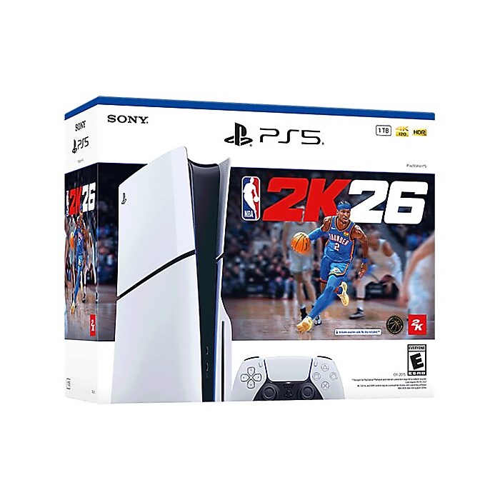 PlayStation 5 Slim Gaming Console, NBA 2K26 Bundle, 1TB SSD, White