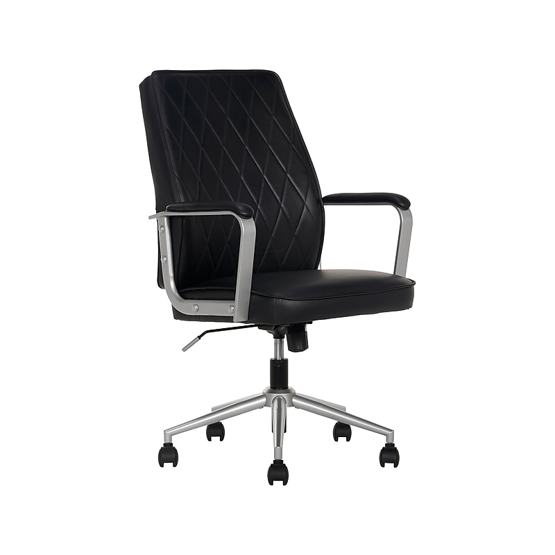 Elle Decor Amelia Ergonomic Polyurethane Swivel Computer and Desk Manager Chair, Black (60095-BLK) image 1