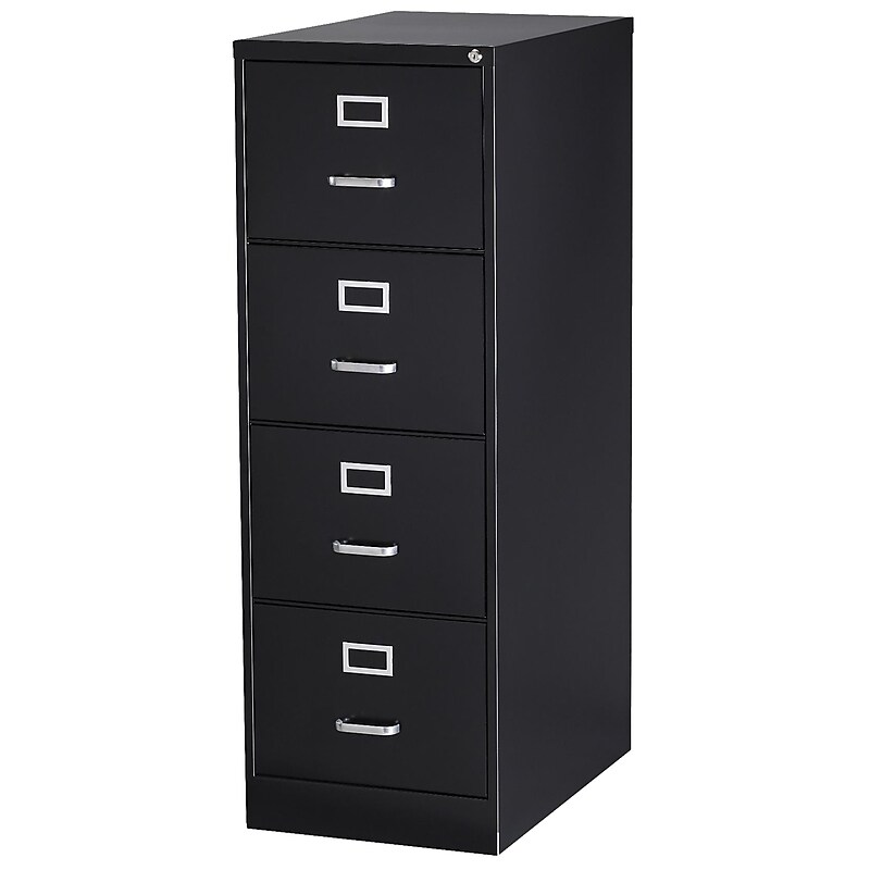 Staples Commercial 4 File Drawer Vertical File Cabinet, Locking, Black, Legal, 26.5"D (13450D) image 1