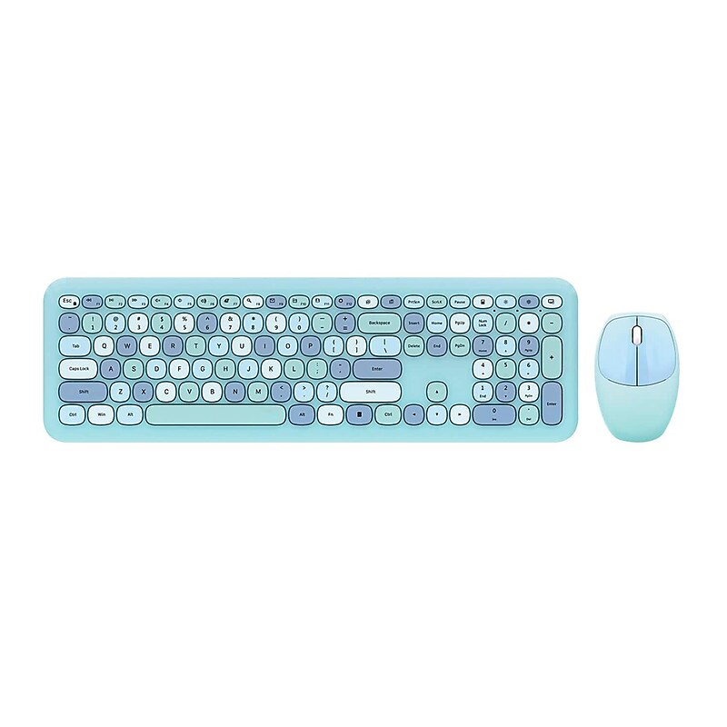 SaharaCase Wireless Ergonomic Keyboard and Laser Mouse Combo, Aqua (KB3) image 1