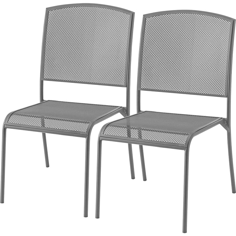 Global Industrial Outdoor Cafe Armless Stacking Chair, Steel Mesh, Gray, 2/Pack (262085GY) image 1