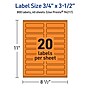 Avery Laser/Inkjet Multipurpose Rectangle Labels, 0.75" x 3.5", Bright Orange, 800/Pack (94217)~#|#~6D200151-DA83-4970-AABADF3DD06883C6_sc7
