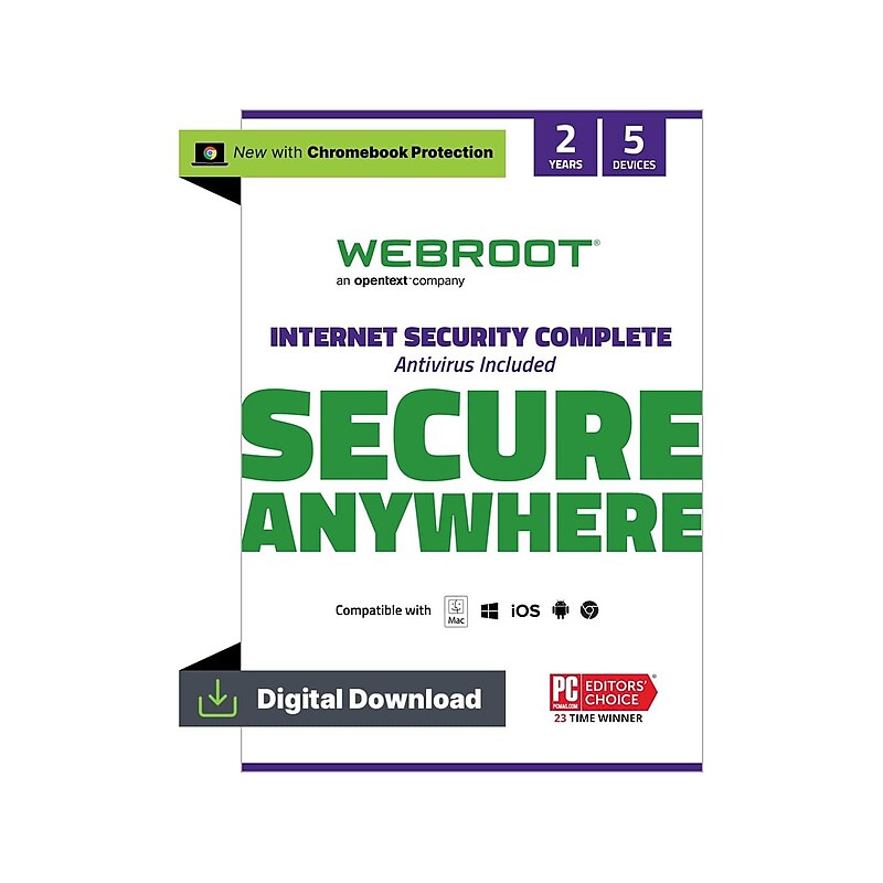 Webroot Internet Security Complete for 5 Users, Windows/Mac/Android/iOS, Download (1000063039) image 1
