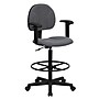 Flash Furniture Mid Back Fabric Ergonomic Drafting Stool With Arms, Gray (BT659GRYARMS)~#|#~6D29187C-94A9-4F45-8CF4EB94BA49C441_sc7