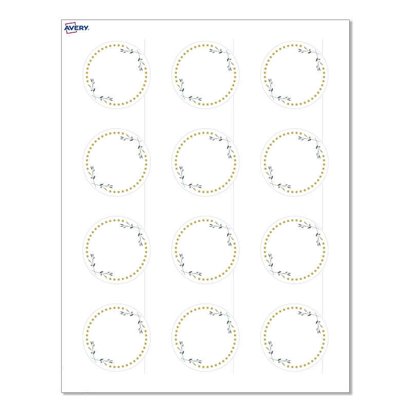 Avery Laser/Inkjet Circle Multipurpose Labels, 2" Dia., White, 120/Pack (S00D2T) image 1