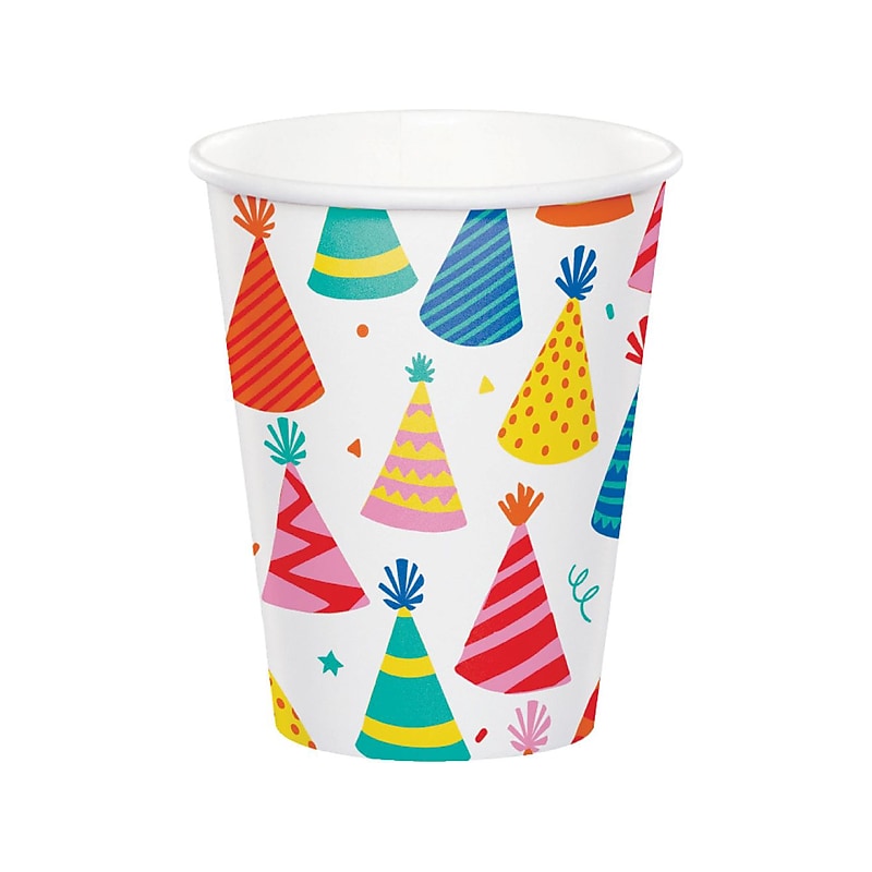 Creative Converting Hats Off Birthday Cup, Multicolor, 24/Pack (DTC372505CUP) image 1