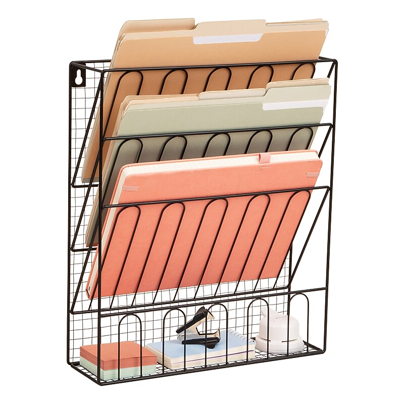 Mind Reader Metal Front Loading Letter Tray, Letter Size, Black (MAGMWIRE-BLK) image 1