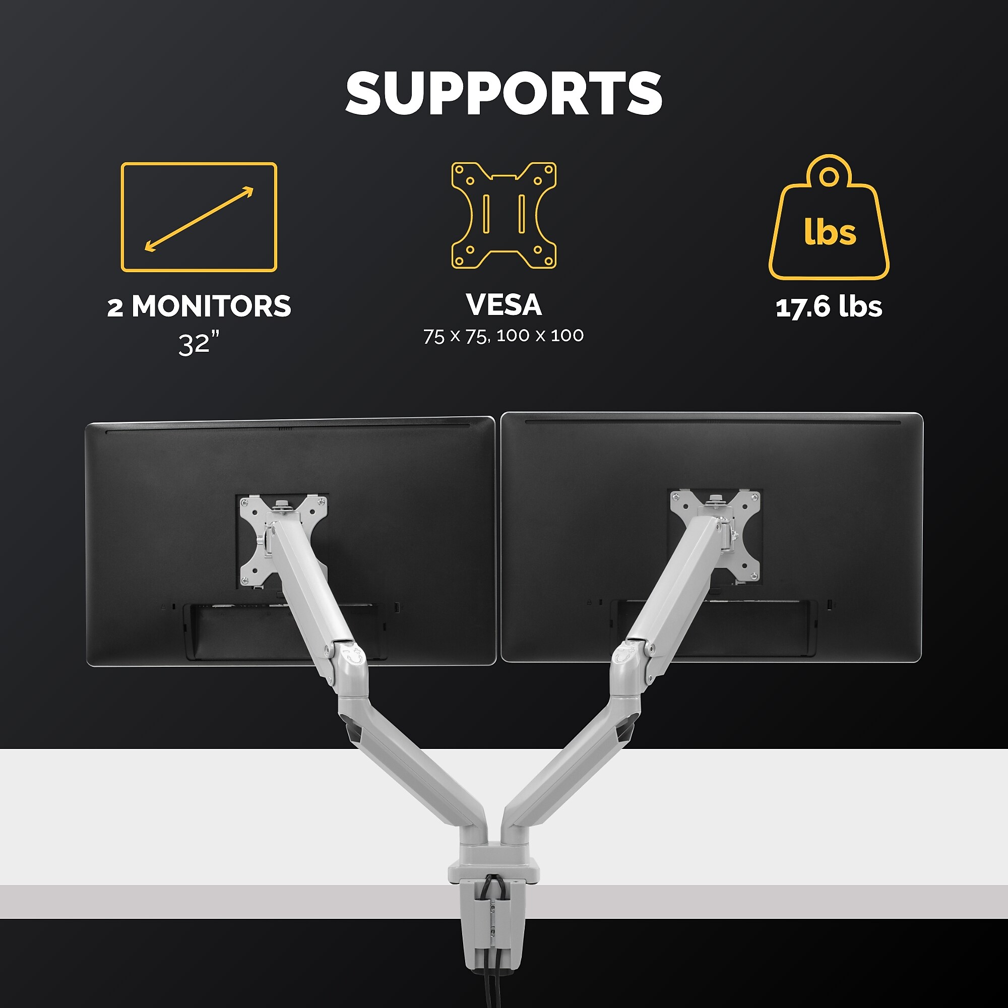 Fellowes Platinum Series Adjustable Dual Monitor Arms, Up to 40″ Monitor, Silver (8056501) Sansujyuku sansujyuku.com