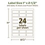 Avery EcoFriendly Laser/Inkjet Rectangle Multipurpose Labels, 1" x 2-1/2", White, 240/Pack (94221)~#|#~6D3777F5-90FA-4E1A-8EAB990ED92C8F74_sc7