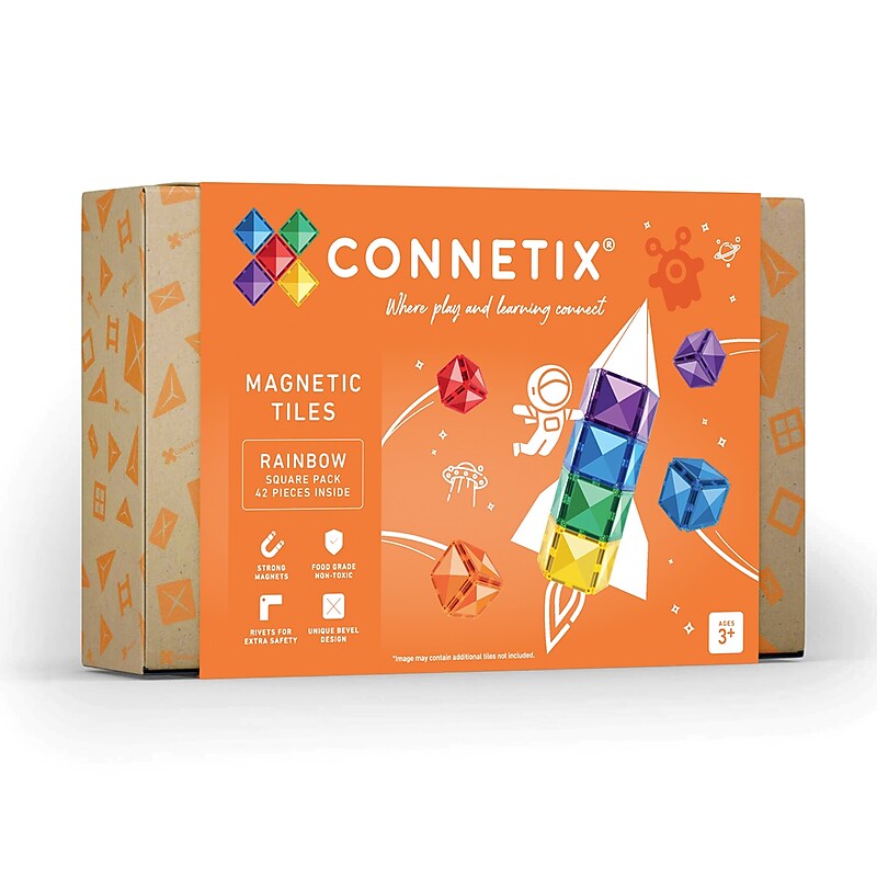 Connetix Magnetic Tiles Rainbow Square Pack, 42 Pieces (CNTR00042SQ) image 1