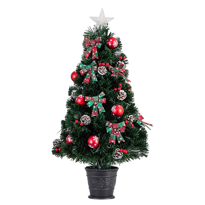 Nearly Natural 36-in Pre-Lit Fiber Optic Cosmopolitan Star Topped Artificial Christmas Tree with Decorative Planter (T4750) image 1
