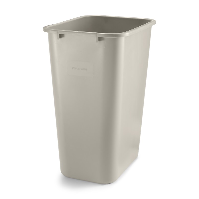 Coastwide Professional™ Plastic Trash Can, 10.25 Gallon, Beige (CW56434) image 1
