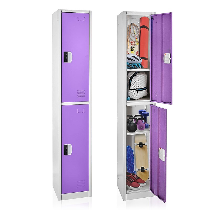 AdirOffice 72"H 2-Tier Purple Storage Locker (ADI629-202-PUR-DL) image 1