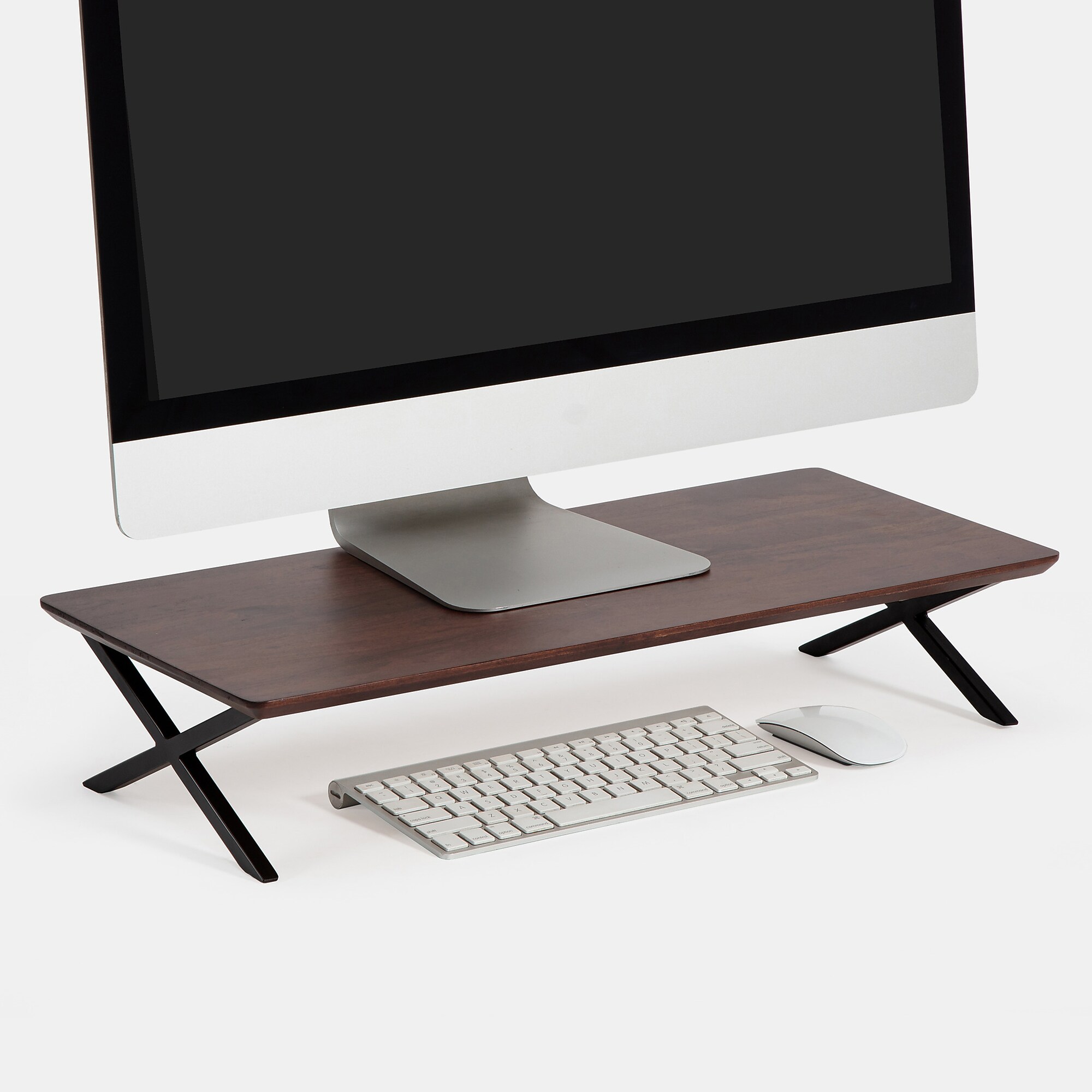 Anji Mountain Acacia Wood & Metal Monitor Stand, Up to 32″ Monitor, Walnut (MS-WAL-04BLK) Sansujyuku sansujyuku.com