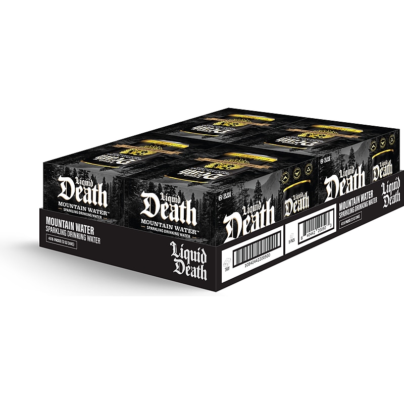Liquid Death Sparkling Mountain Water, 12 fl. oz., 6 Cans/Box, 4 Boxes/Carton (LD-12-S-4x6pk) image 1