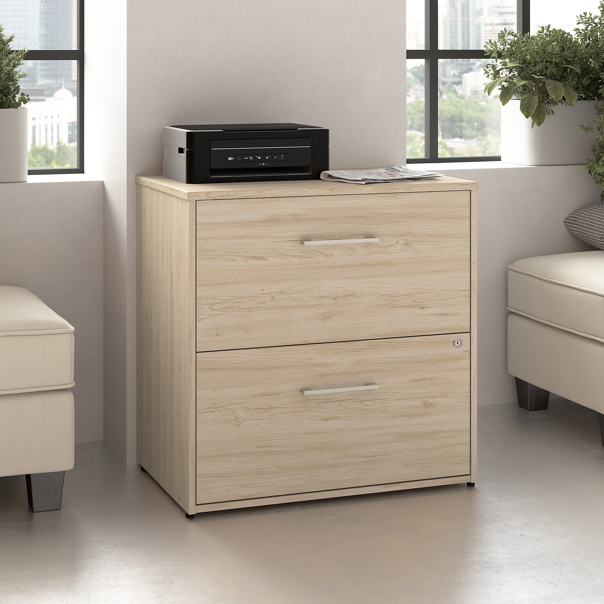 Bush Business Furniture Hustle 2 Drawer Lateral File Cabinet, Natural Elm (HUF130NE) Sansujyuku sansujyuku.com