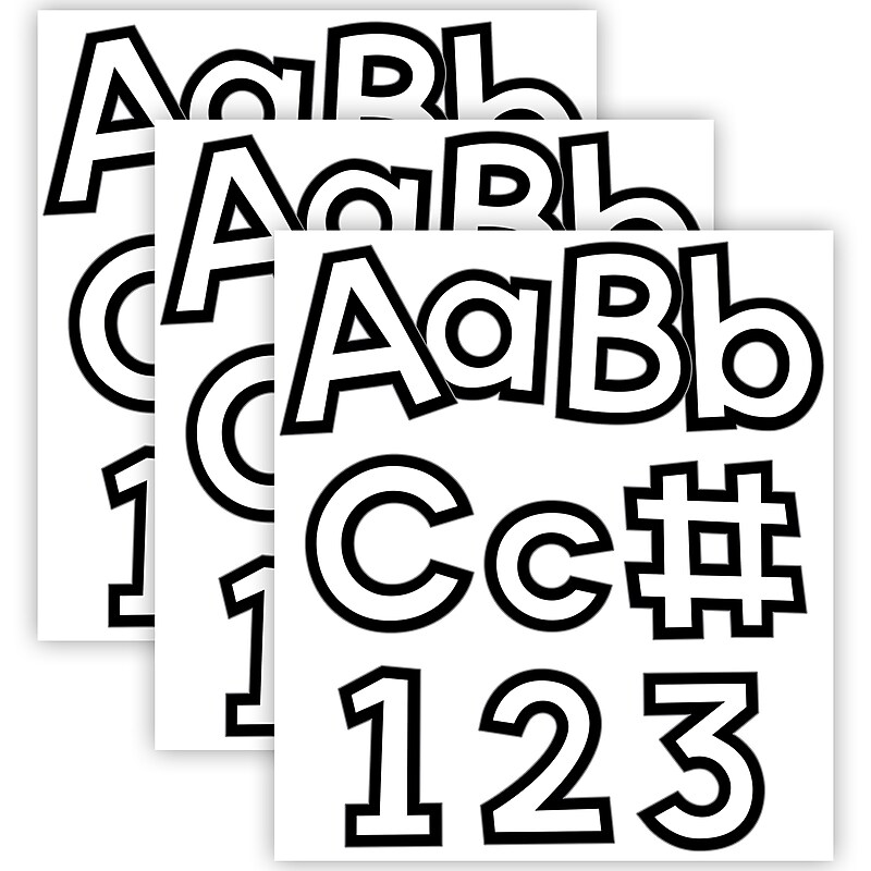 Carson Dellosa 4" Combo Pack EZ Letters and Numbers, White/Black, 219/Pack, 3 Packs/Bundle (CD-130100-3) image 1