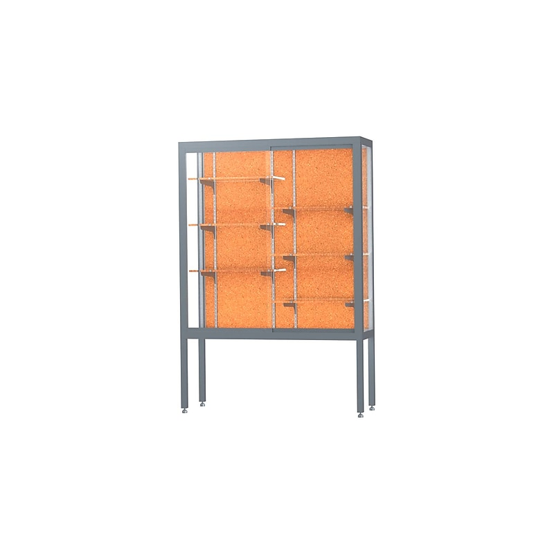 Ghent Challenger 48"W x 66"H x 16"D Floor Case, Cork Back, Satin Natural Finish, Aluminum Legs image 1