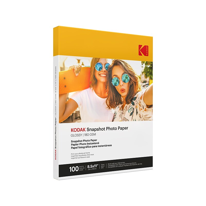 Kodak Snapshot Glossy Photo Paper, 8.5" x 11", 100 Sheets/Pack (41302) image 1