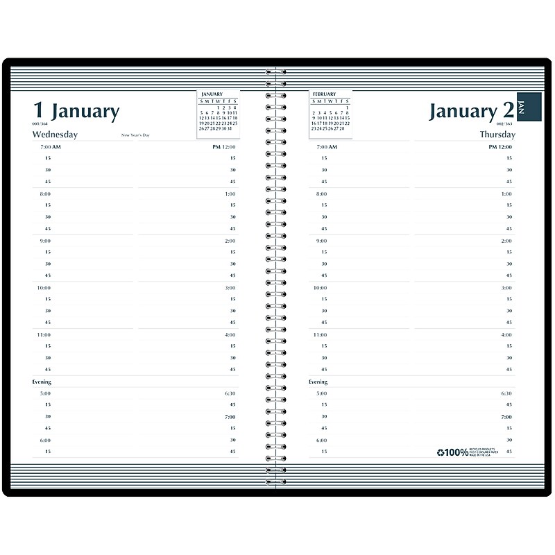 2026 House of Doolittle 5" x 8" Calendar Year Daily Appointment Book, Faux Leather Cover, Black (28802-26) image 1