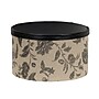 Household Essentials 3-Piece Round Hat Boxes with Lids with Floral Print with Faux Leather Lids, Black/Tan (HH619-1)~#|#~6D6F00F0-9C69-48C5-A4BCF8048772283C_sc7