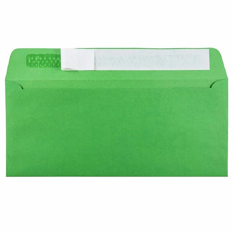 JAM Paper Peel & Seal #10 Business Envelope, 4 1/8" x 9 1/2", Christmas Green, 50/Pack (86555I) image 1