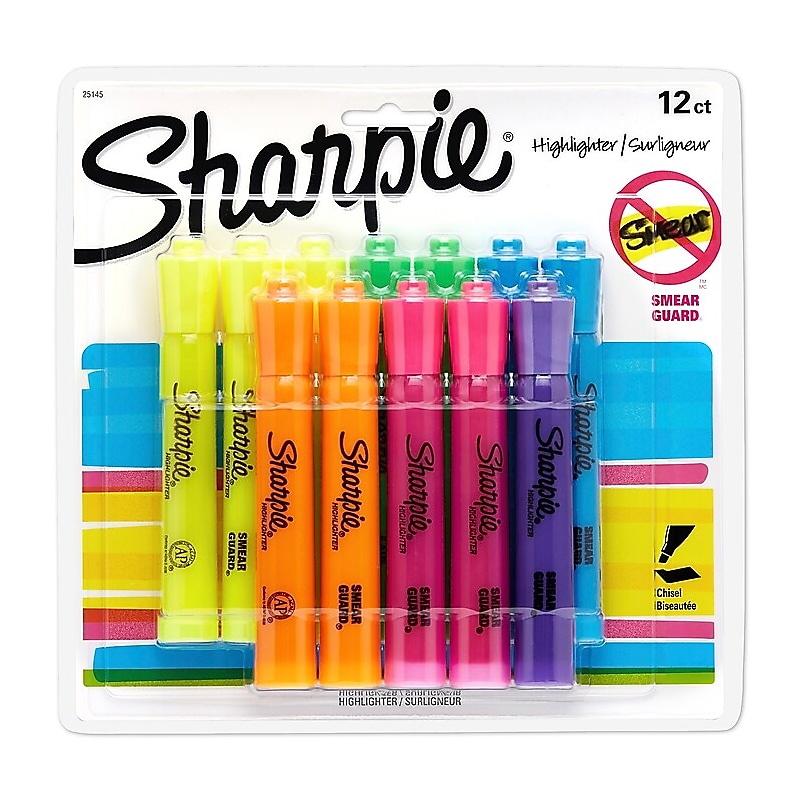 Sharpie Tank Highlighter, Chisel Tip, Assorted, Dozen (25145) image 1