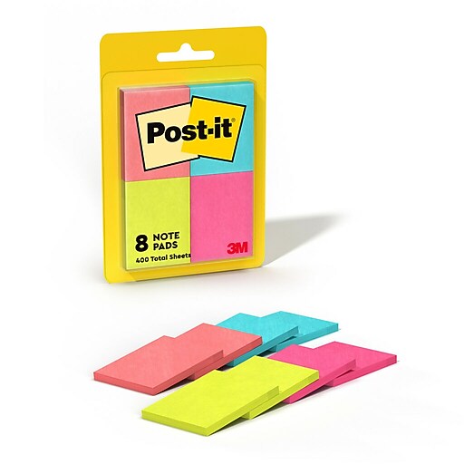 Postit Notes, 1 3/8" x 1 7/8", Poptimistic Collection, 50 Sheet/Pad, 8